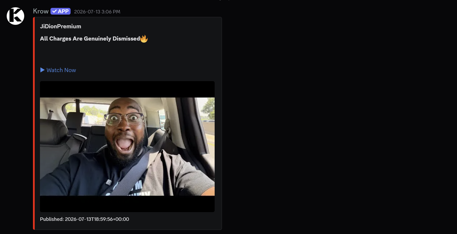 Krow YouTube upload notification